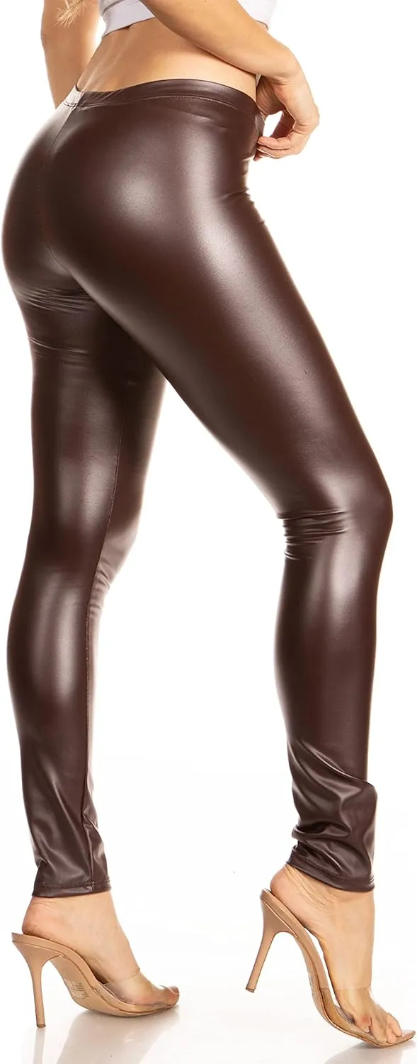 Sakkas Footless Ultra Slim Fit Matte Liquid Wet Look Leggings