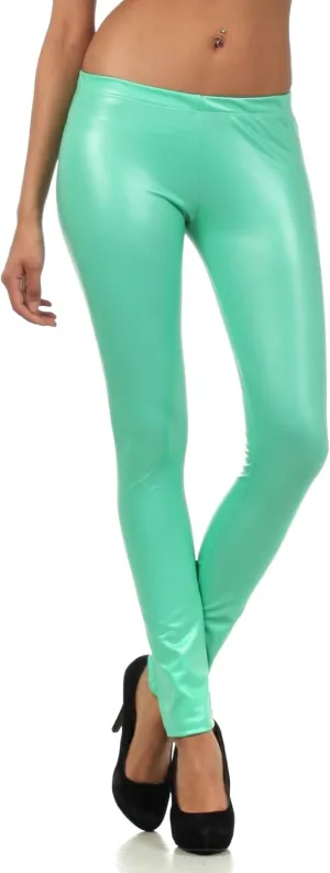 Sakkas Footless Ultra Slim Fit Matte Liquid Wet Look Leggings