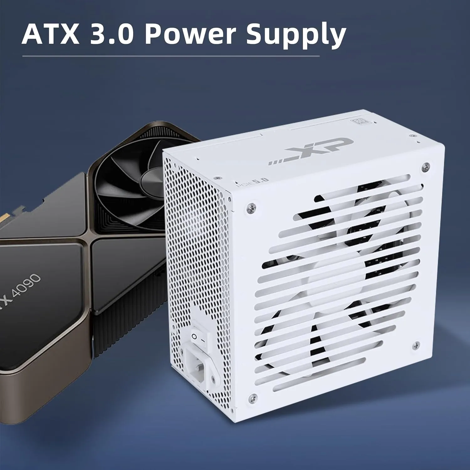 SAMA 850w Power Supply,XP Series White PSU ATX 3.0 & PCIE 5.0 ECO Fanless 80Plus Platinum Certified Full Modular Support RTX 40 Series