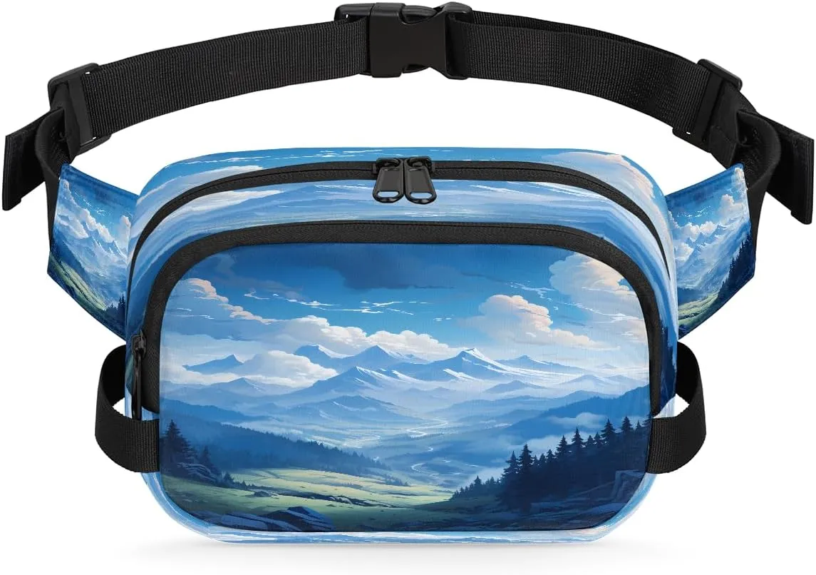 Scenic Valley Fanny Packs for Women Men Waterproof Crossbody Belt Bag Casual Chest Bag Fashion Waist Bags with Adjustable Strap for Travel Running Hiking Fishing