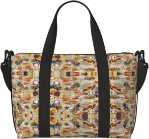 Sea Star Seashell Sandy Beach Theme Zippered Tote Bags For Women,Duffle Bag For Men,Spacious Travel Bag For Weekend Getaways