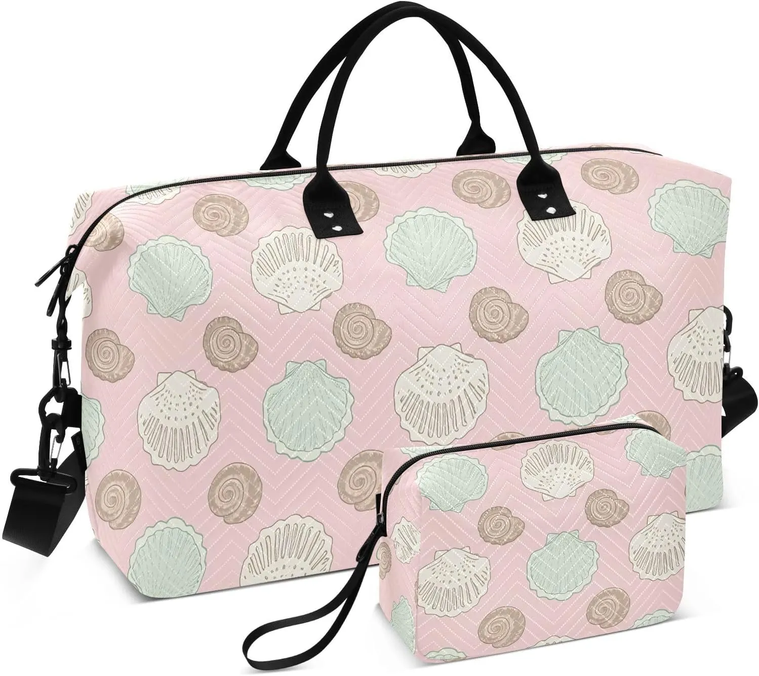 Seashell Snail Sports Gym Bag for Women Men Travel Duffel Bag Weekend Overnight Carry on Bag with Toiletry Bag Hospital Bag for Plane Hospital Swimming Yoga Workout