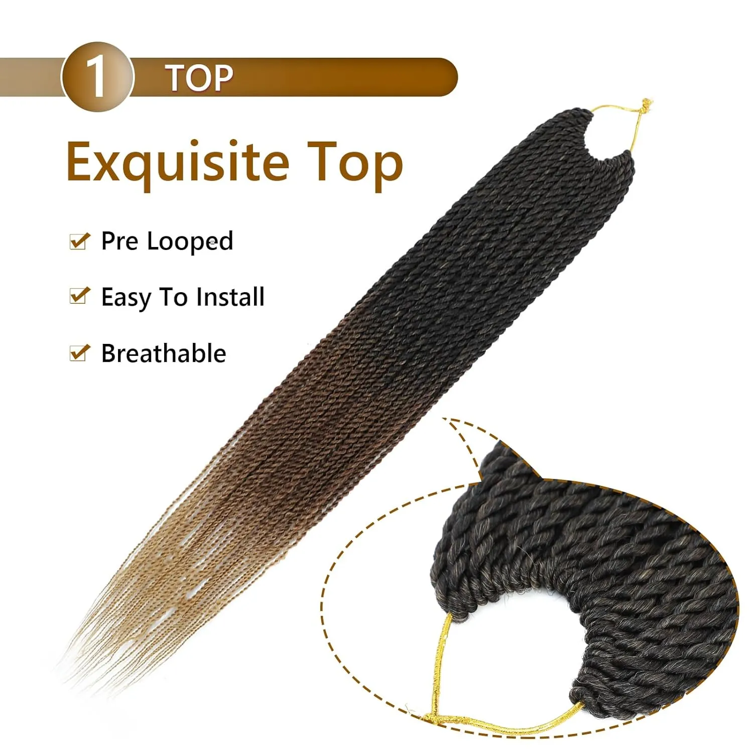 Senegalese Twist Crochet Hair for Black Women 22 Inch Pretwisted Crochet Hair 7 Packs Boho Goddess Twist Crochet Hair Pre Looped Hot Water Setting Crochet Twists with Natural Straight Ends