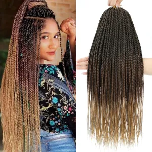 Senegalese Twist Crochet Hair for Black Women 22 Inch Pretwisted Crochet Hair 7 Packs Boho Goddess Twist Crochet Hair Pre Looped Hot Water Setting Crochet Twists with Natural Straight Ends