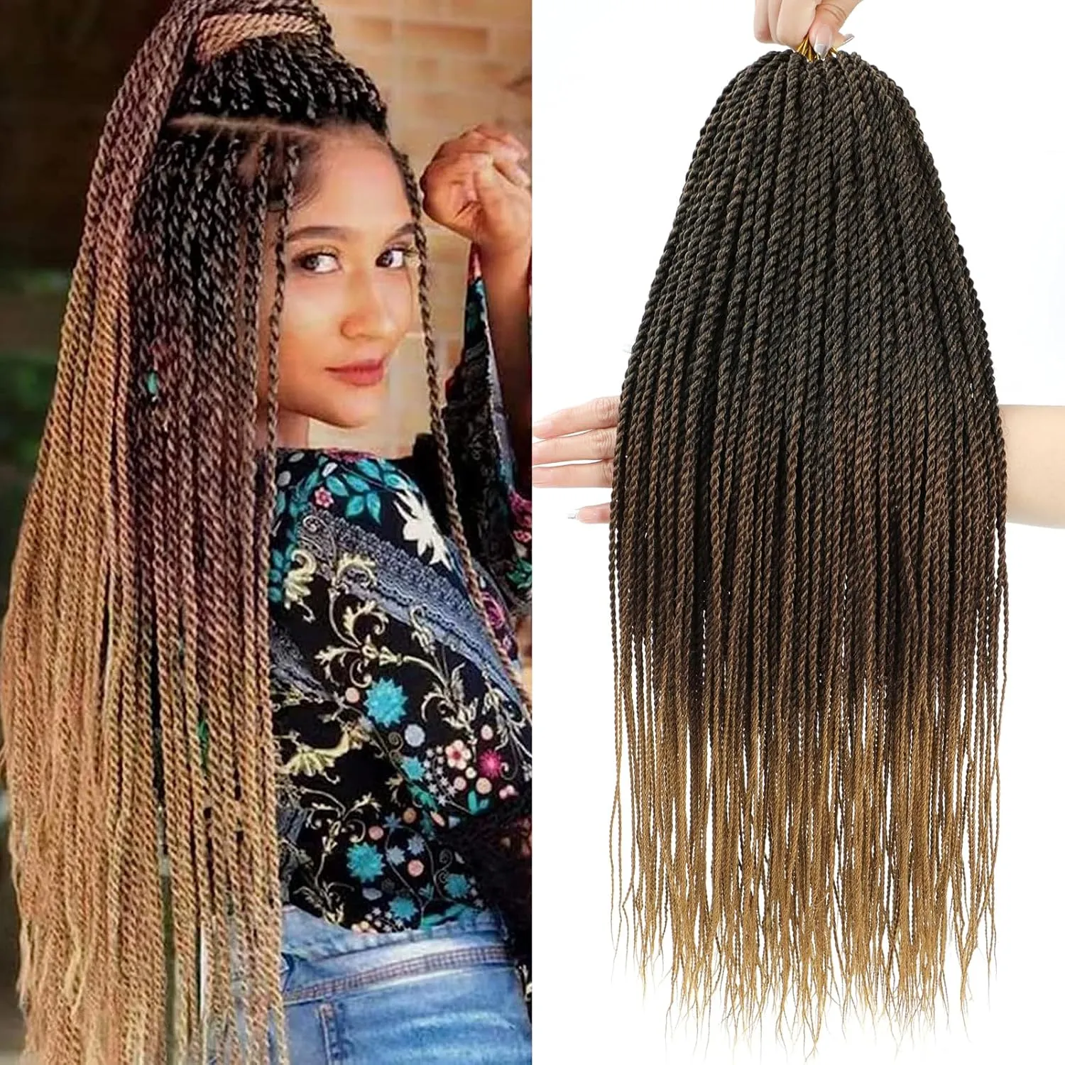Senegalese Twist Crochet Hair for Black Women 22 Inch Pretwisted Crochet Hair 7 Packs Boho Goddess Twist Crochet Hair Pre Looped Hot Water Setting Crochet Twists with Natural Straight Ends