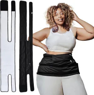 Sentre Plus-Size Castor Oil Pack Wrap, Adjustable Straps for Sizes L-5X (up to 67in), Organic Cotton Flannel Interior, Leak-Resistant Exterior, Machine Washable (Black)