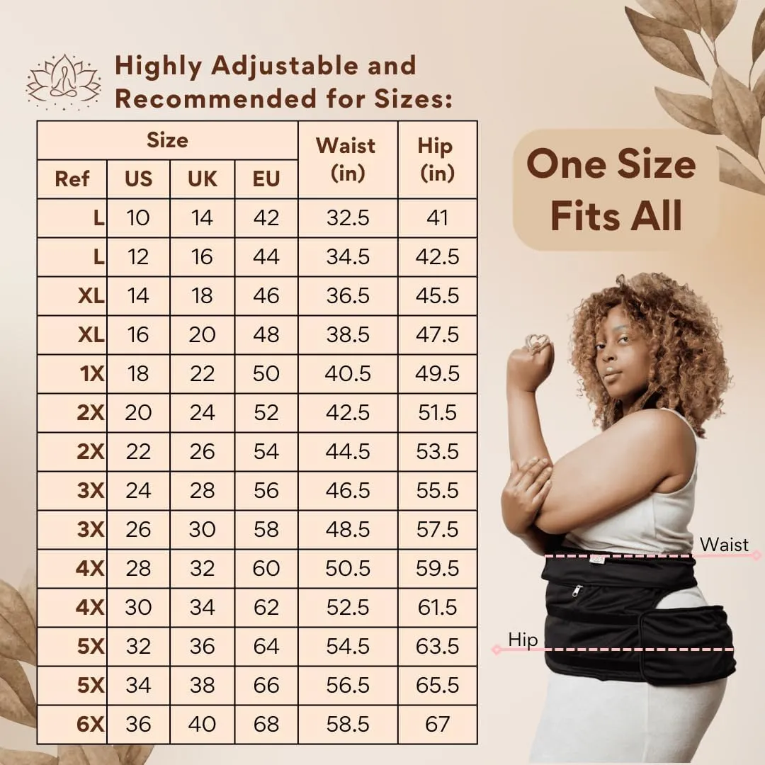 Sentre Plus-Size Castor Oil Pack Wrap, Adjustable Straps for Sizes L-5X (up to 67in), Organic Cotton Flannel Interior, Leak-Resistant Exterior, Machine Washable (Black)
