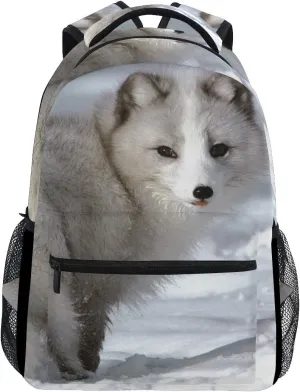 senya School Backpack Arctic Fox Teens Girls Boys Schoolbag Travel Bag