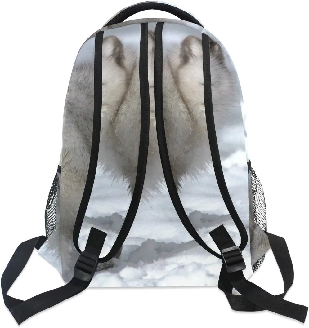 senya School Backpack Arctic Fox Teens Girls Boys Schoolbag Travel Bag