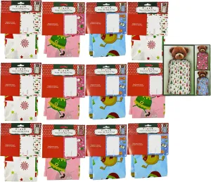 Set of 12 - 36" x 44" Giant Gift Bags With Tag - 3 Christmas Themes and Colors Including Pink, Blue, and White!