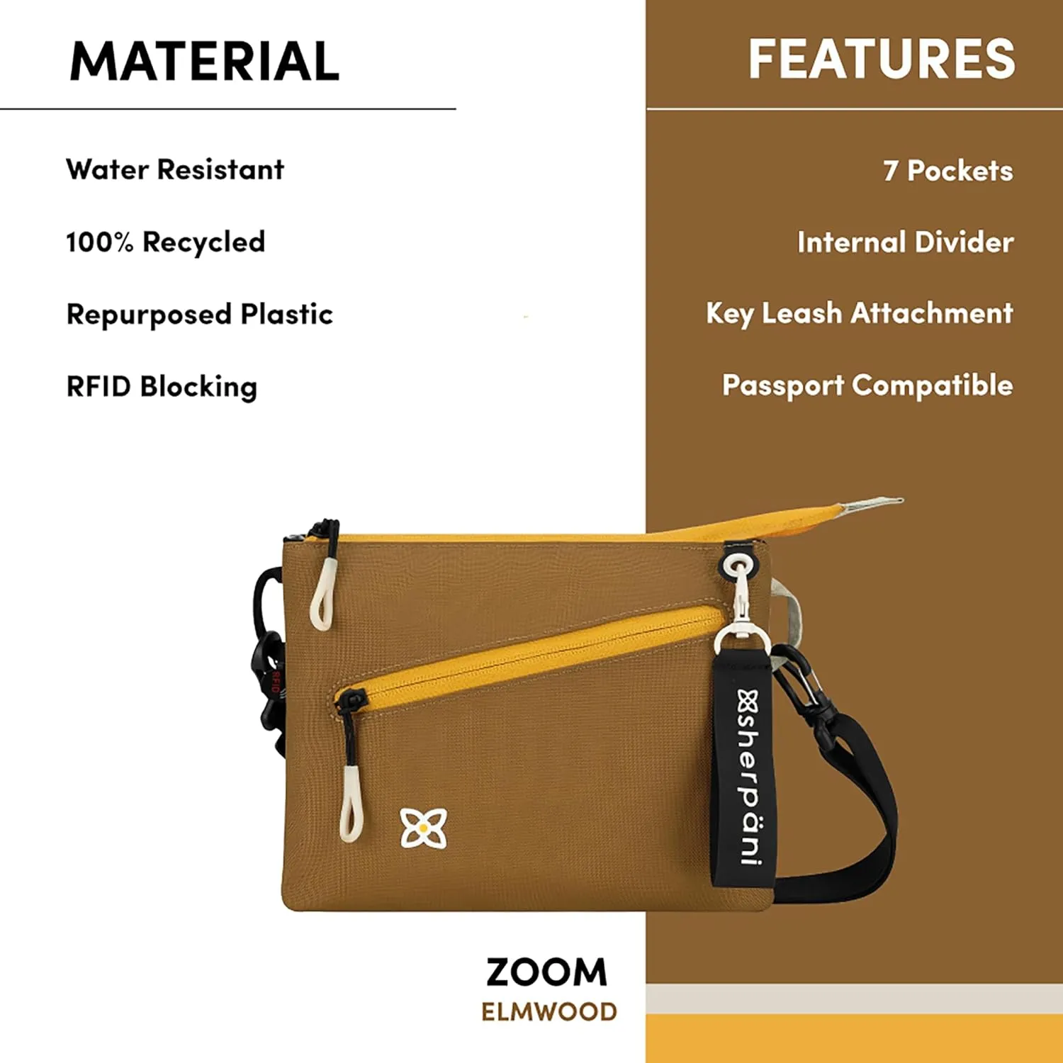 Sherpani Zoom, Small Crossbody Purse, Nylon Crossbody Bag, Lightweight Cross Body Bag, Sleek Dual Pouch, Purses for Women