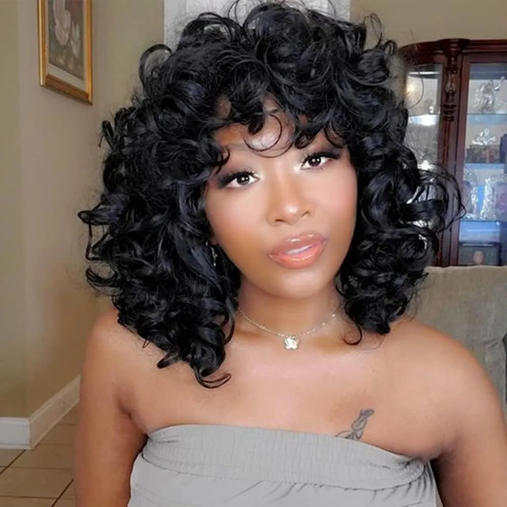 Short Ocean Wave Crochet Hair 9 Inch 8 Packs Water Wave Crochet Hair Synthetic Black Wavy Crochet Braids (1B)