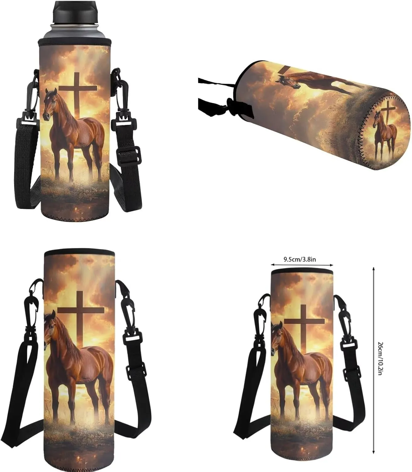 Showudesigns Cross Horse Backpack for Middle School Girls Bookbag with Lunch Box and Pencil Case Set 4 In 1 Elementary School Bag Back Packs for Boys Kids Back To School Daypack Rucksack