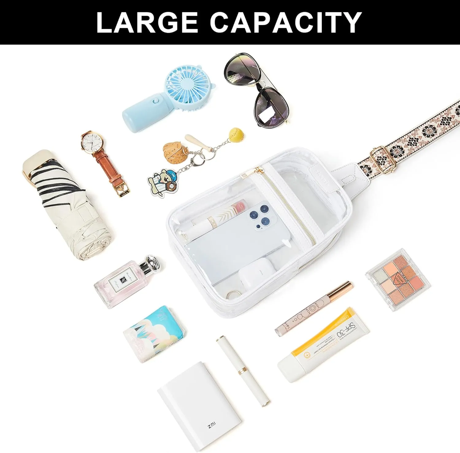 Shrrie Clear Bag for Stadium Events Transparent Crossbody Bag Clear Purse for Women&Men-Stadium Approved, Concerts&Sports