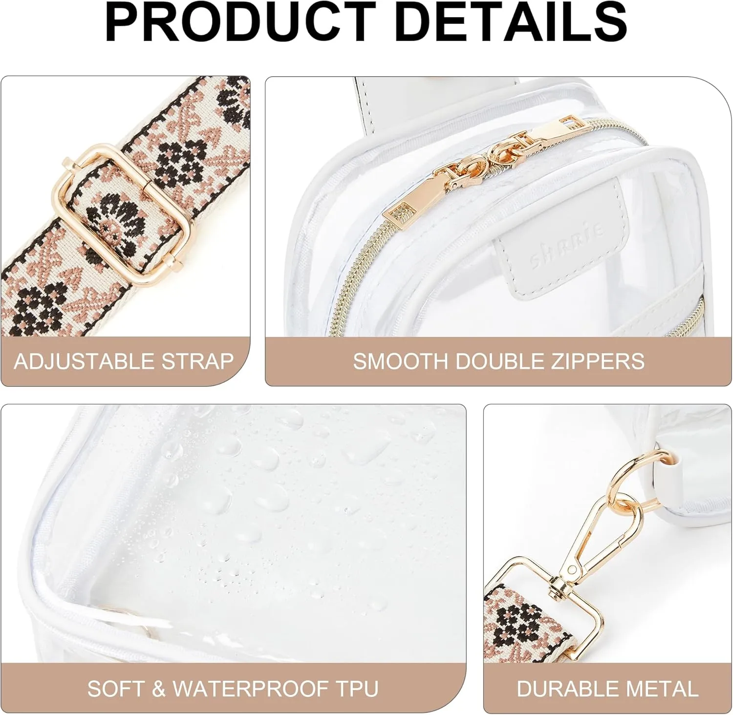 Shrrie Clear Bag for Stadium Events Transparent Crossbody Bag Clear Purse for Women&Men-Stadium Approved, Concerts&Sports