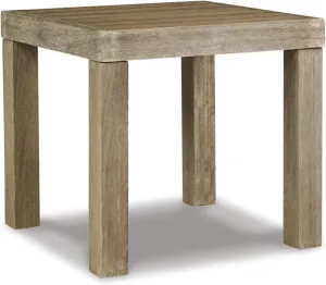 Signature Design by Ashley Outdoor Silo Point Eucaluptus Patio Square End Table, Brown