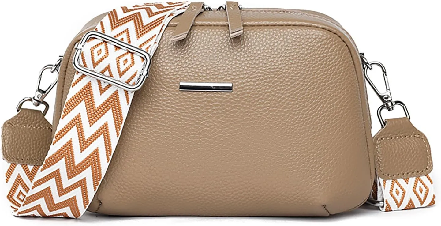 Simple Fashion Real Genuine Leather Crossbody Bag For Women Shoulder Bags with Geometric Pattern Strap For Women