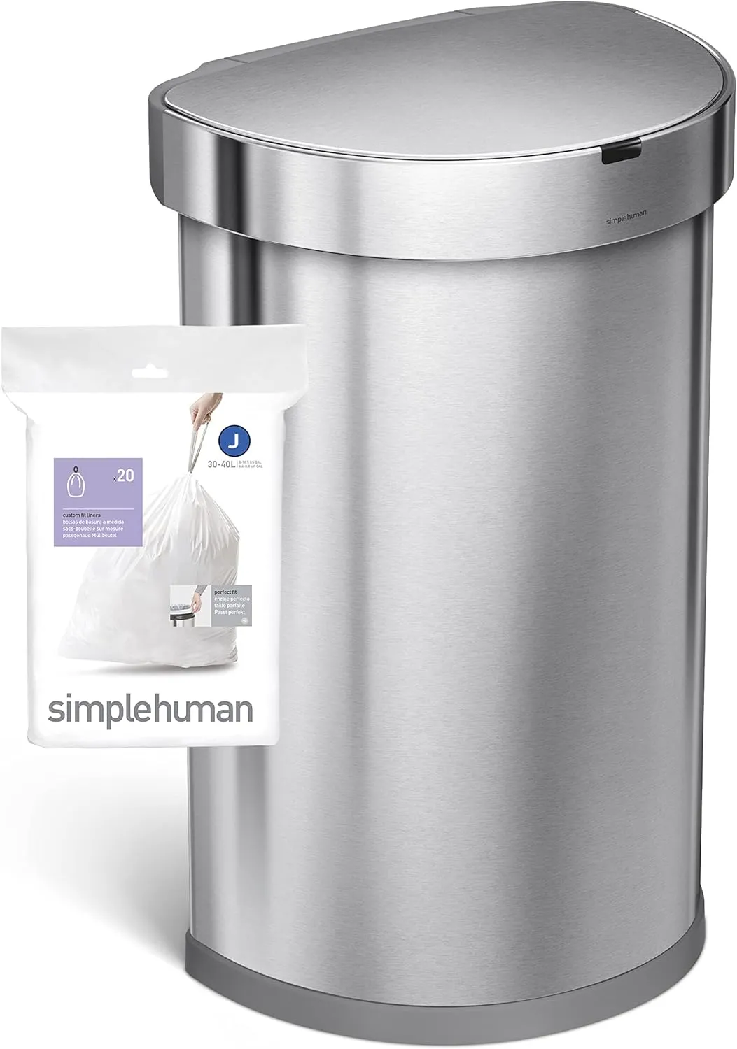 simplehuman Code J 60 Count, Genuine Custom Fit Liners, Drawstring Trash Bags in Dispenser Packs, 30-45 Liter / 8-12 Gallon, White