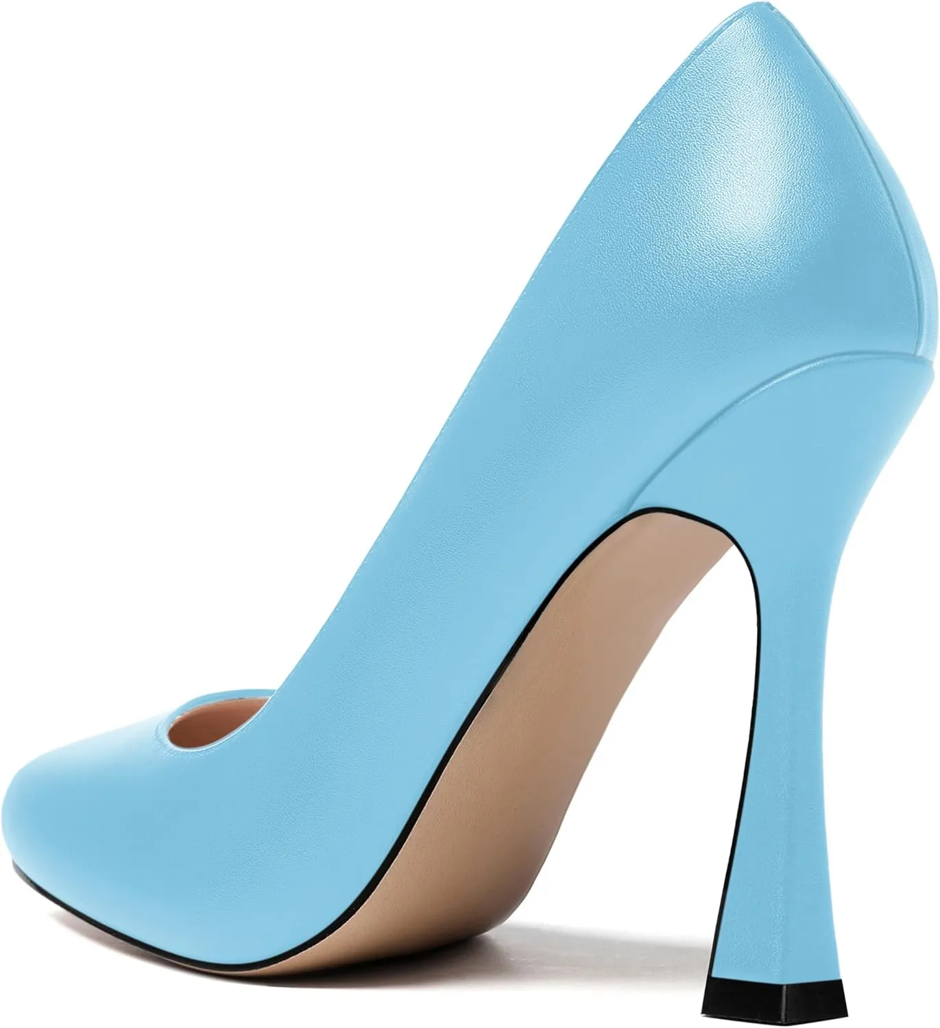 SKYSTERRY Womens Round Toe Casual Office Matte Slip On Spool High Heel Pumps Shoes 4 Inch