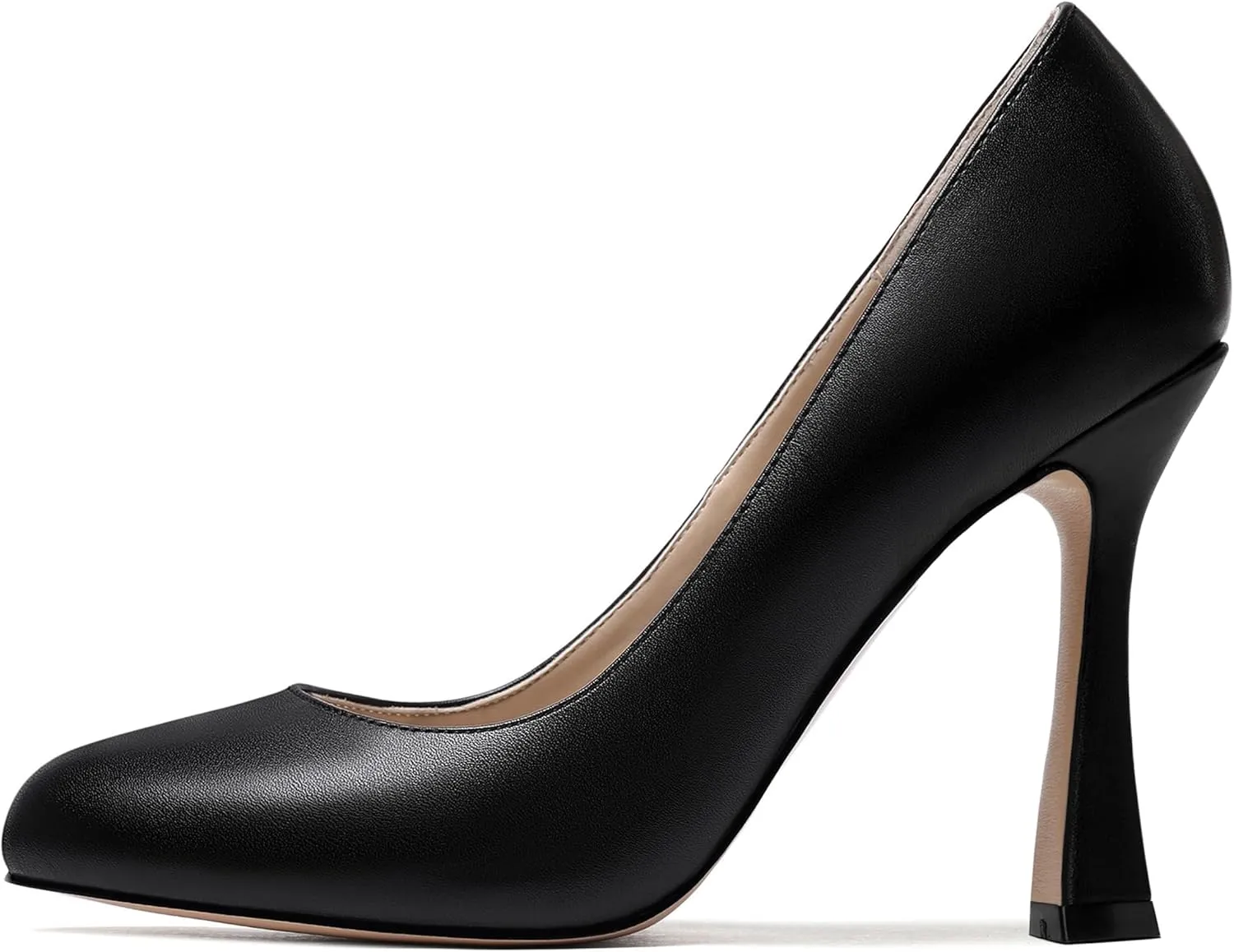 SKYSTERRY Womens Round Toe Casual Office Matte Slip On Spool High Heel Pumps Shoes 4 Inch