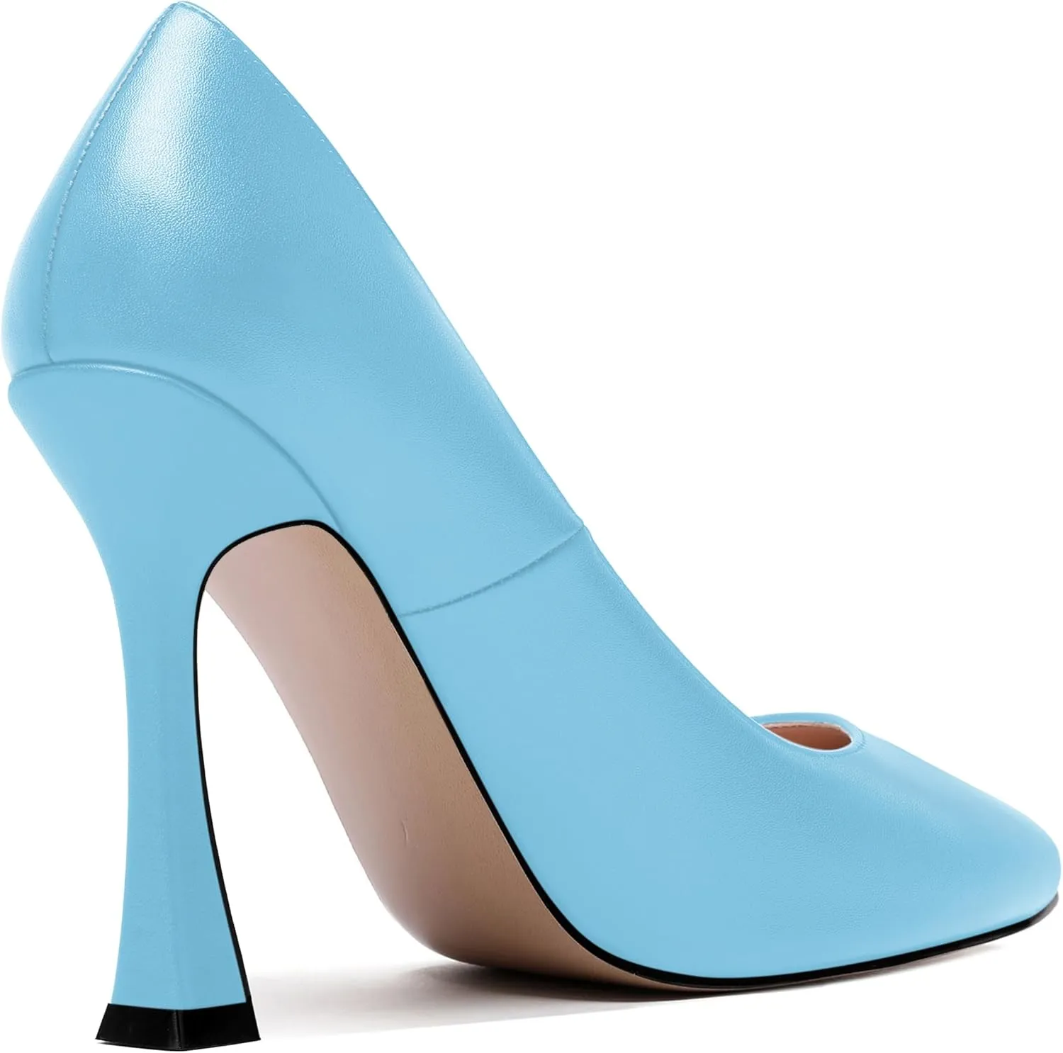 SKYSTERRY Womens Round Toe Casual Office Matte Slip On Spool High Heel Pumps Shoes 4 Inch