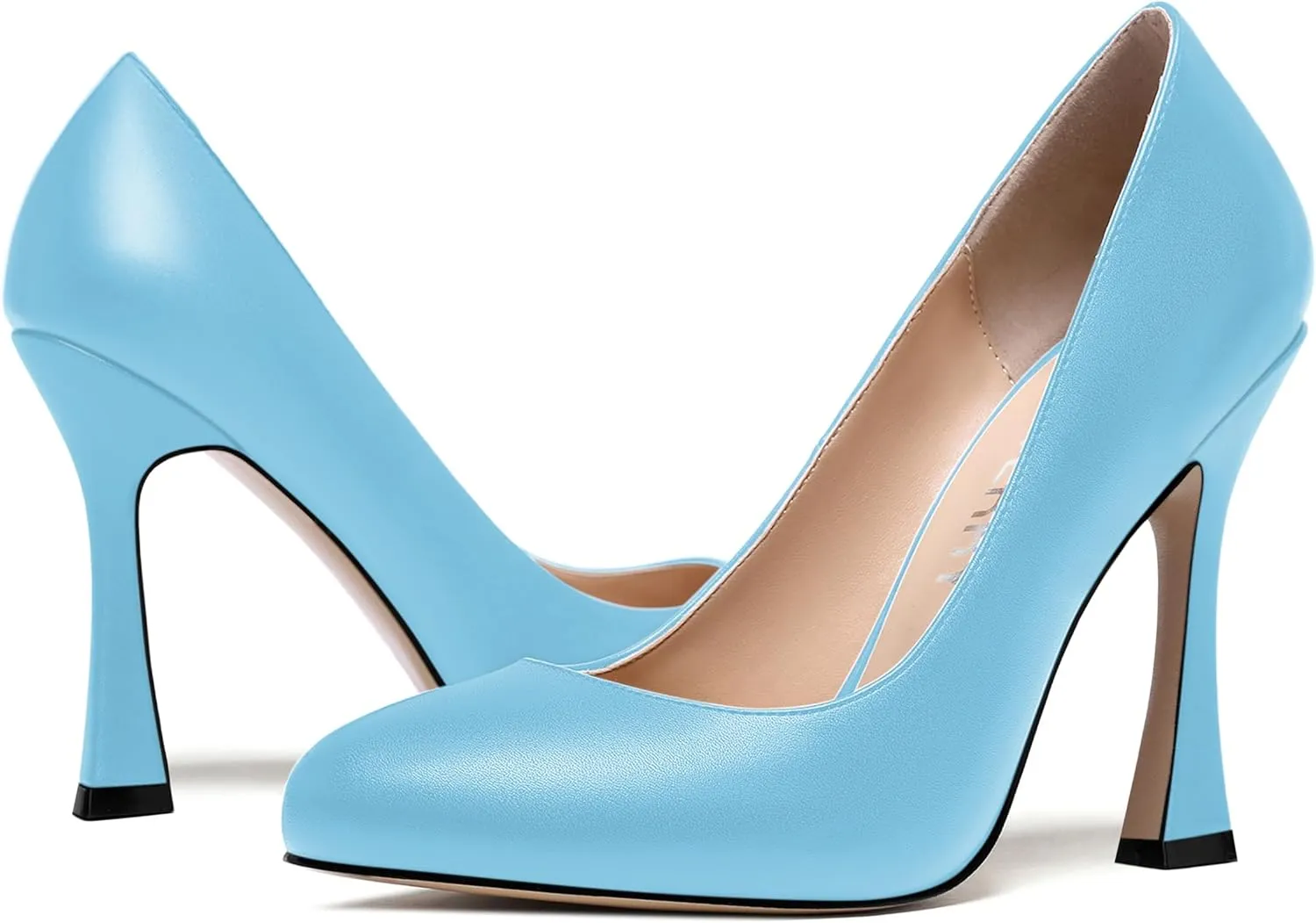 SKYSTERRY Womens Round Toe Casual Office Matte Slip On Spool High Heel Pumps Shoes 4 Inch