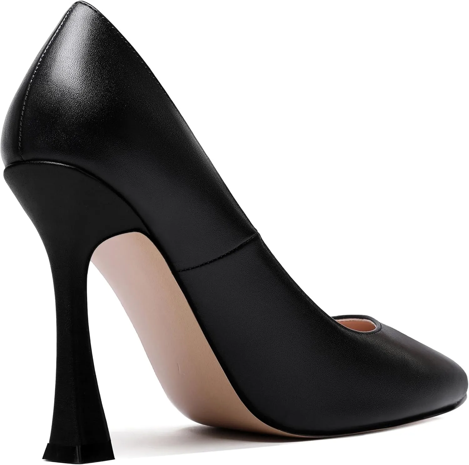 SKYSTERRY Womens Round Toe Casual Office Matte Slip On Spool High Heel Pumps Shoes 4 Inch