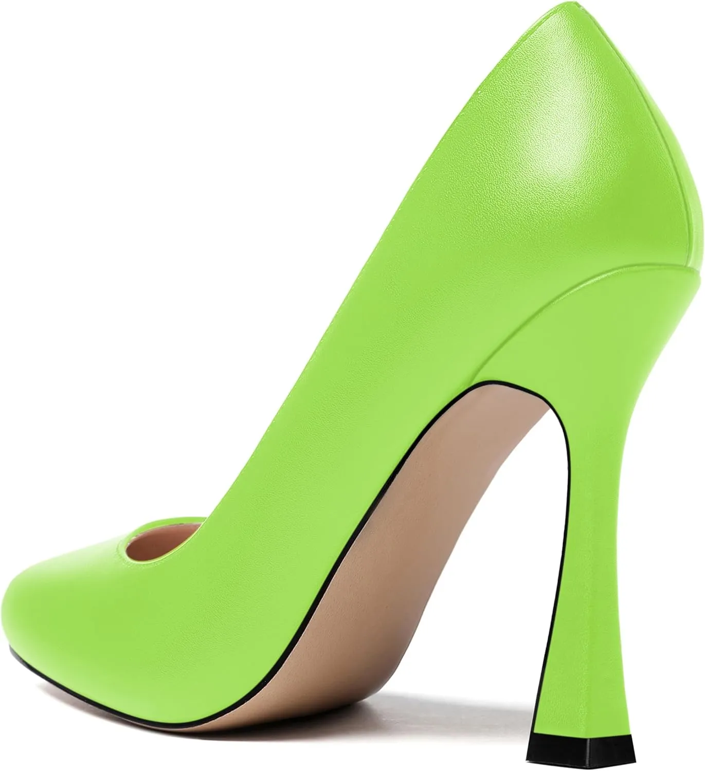 SKYSTERRY Womens Round Toe Casual Office Matte Slip On Spool High Heel Pumps Shoes 4 Inch