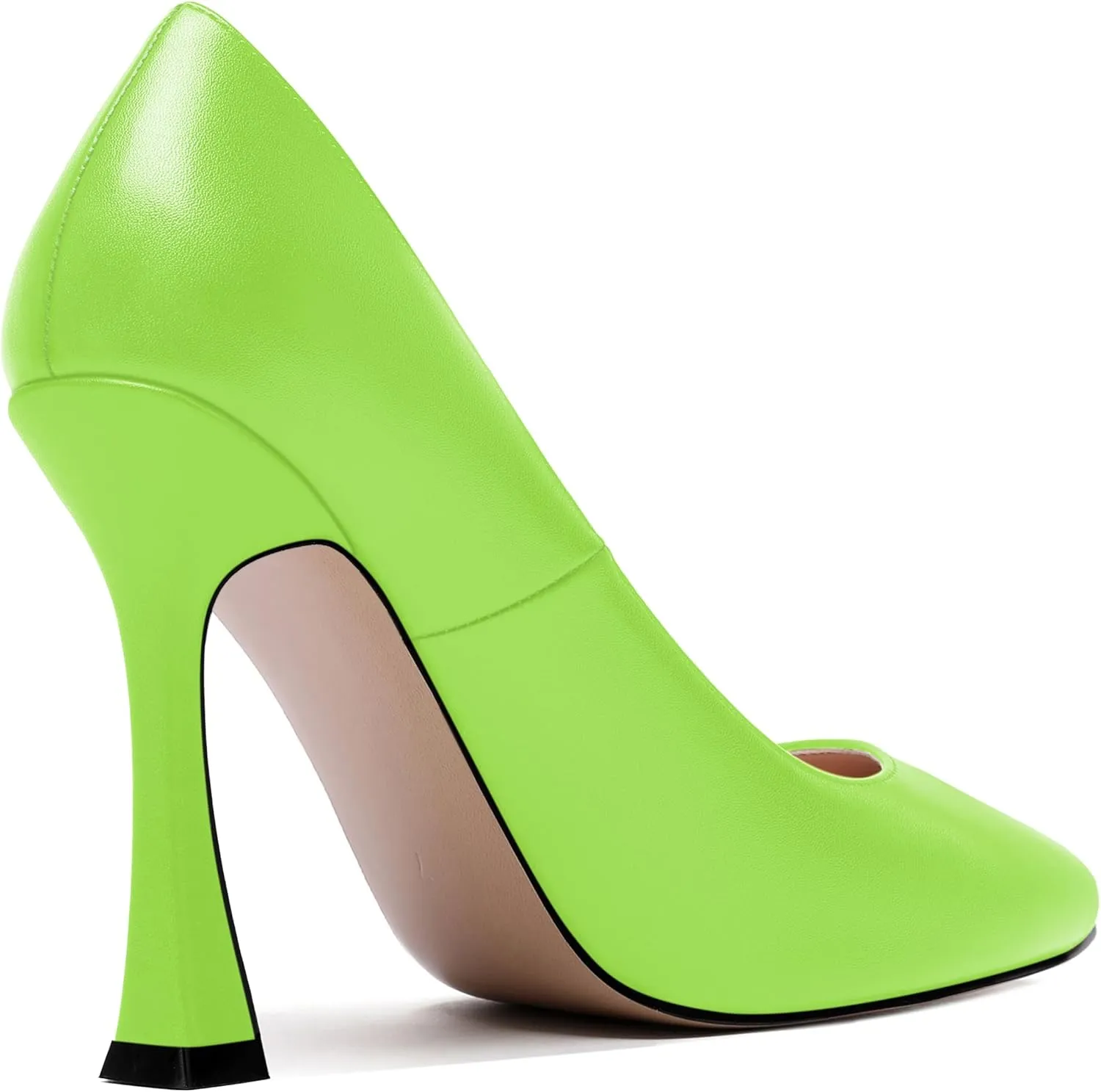 SKYSTERRY Womens Round Toe Casual Office Matte Slip On Spool High Heel Pumps Shoes 4 Inch