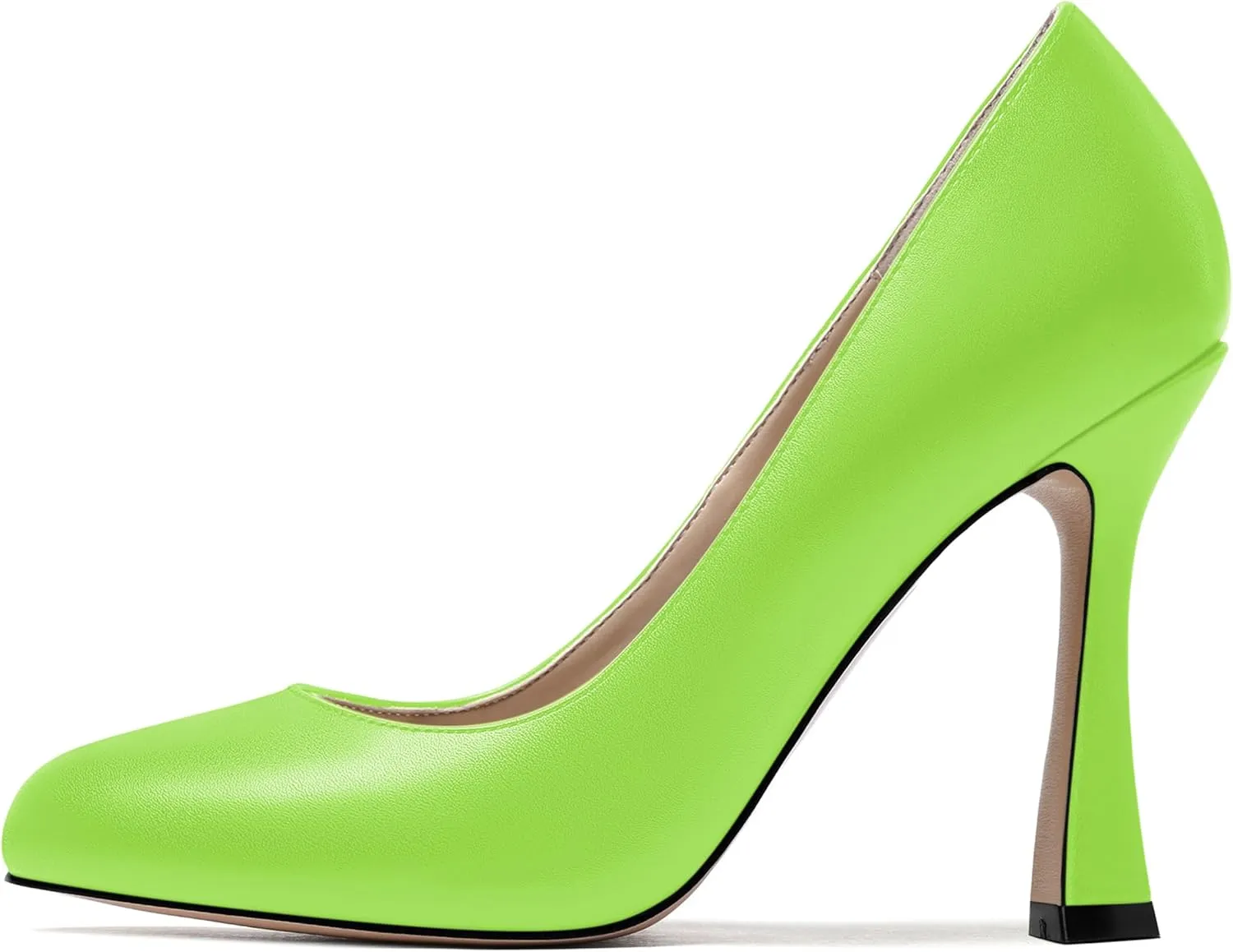 SKYSTERRY Womens Round Toe Casual Office Matte Slip On Spool High Heel Pumps Shoes 4 Inch