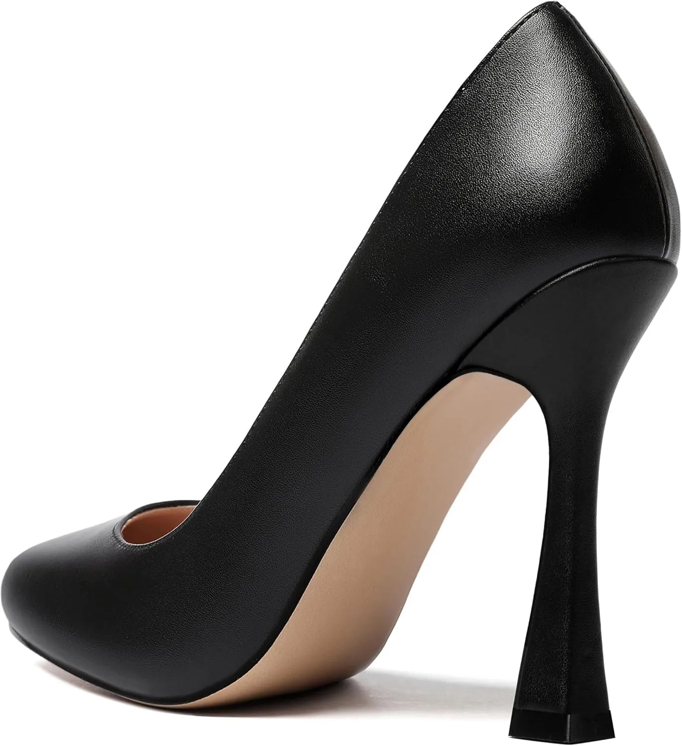 SKYSTERRY Womens Round Toe Casual Office Matte Slip On Spool High Heel Pumps Shoes 4 Inch