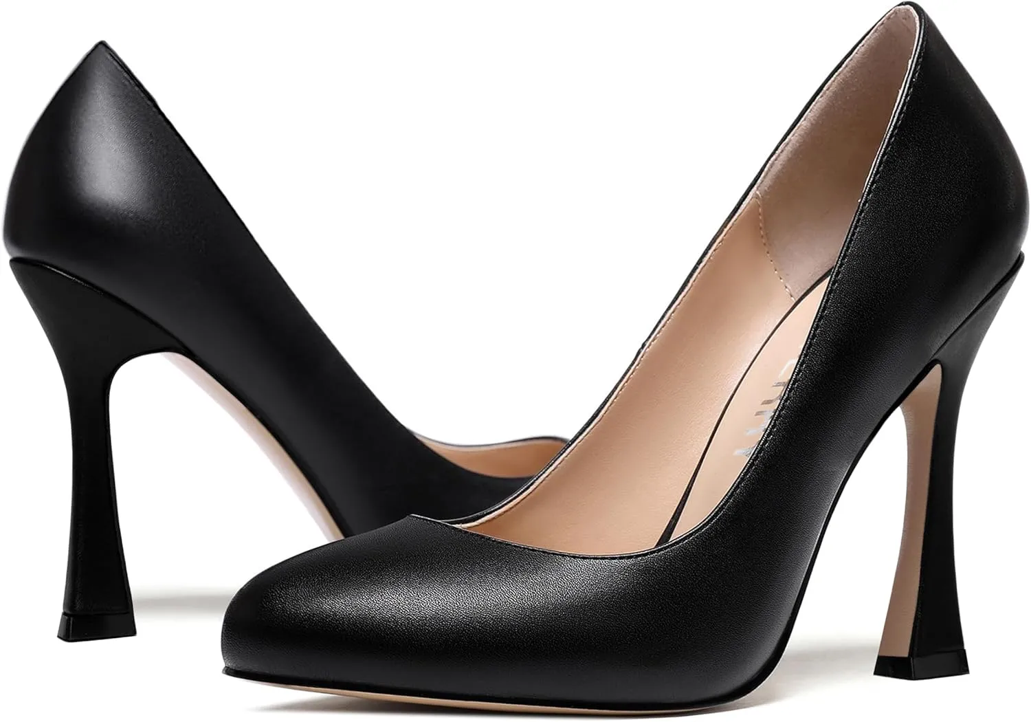 SKYSTERRY Womens Round Toe Casual Office Matte Slip On Spool High Heel Pumps Shoes 4 Inch