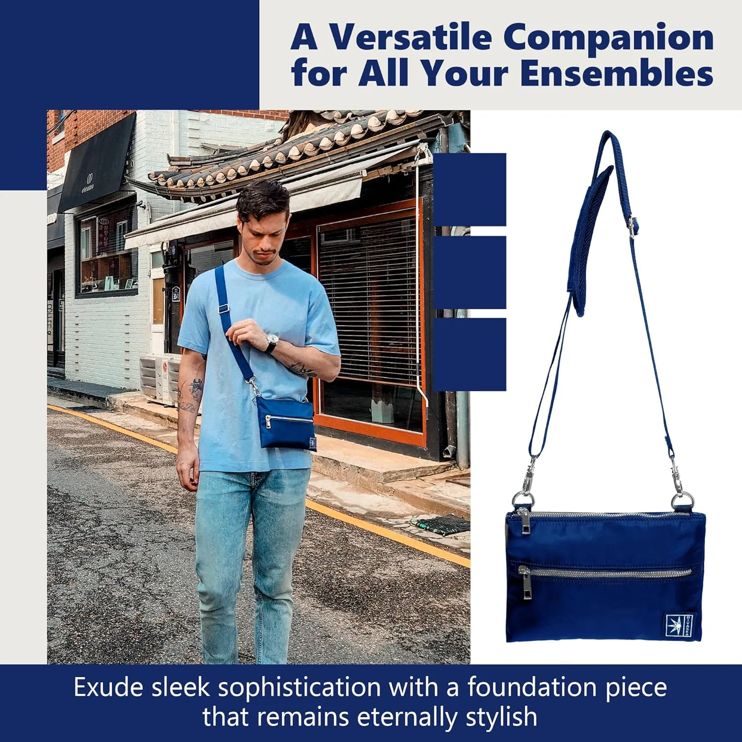 Sleek Men Crossbody Bags Small - Nylon Waterproof Crossbody Bag for Men - Travel Crossbody Bag for Men - Cross Body Bag Small