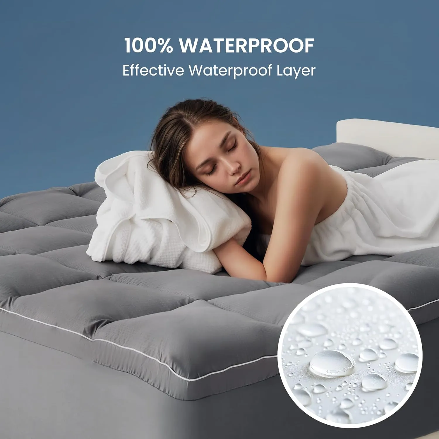 SLEEP ZONE Dual Layer 4 Inch Memory Foam Mattress Topper, 2 inch Cooling Gel Memory Foam Plus 2 inch Alternative Pillowtop Mattress Pad Cover for Back Pain, Comfort Support (Queen)