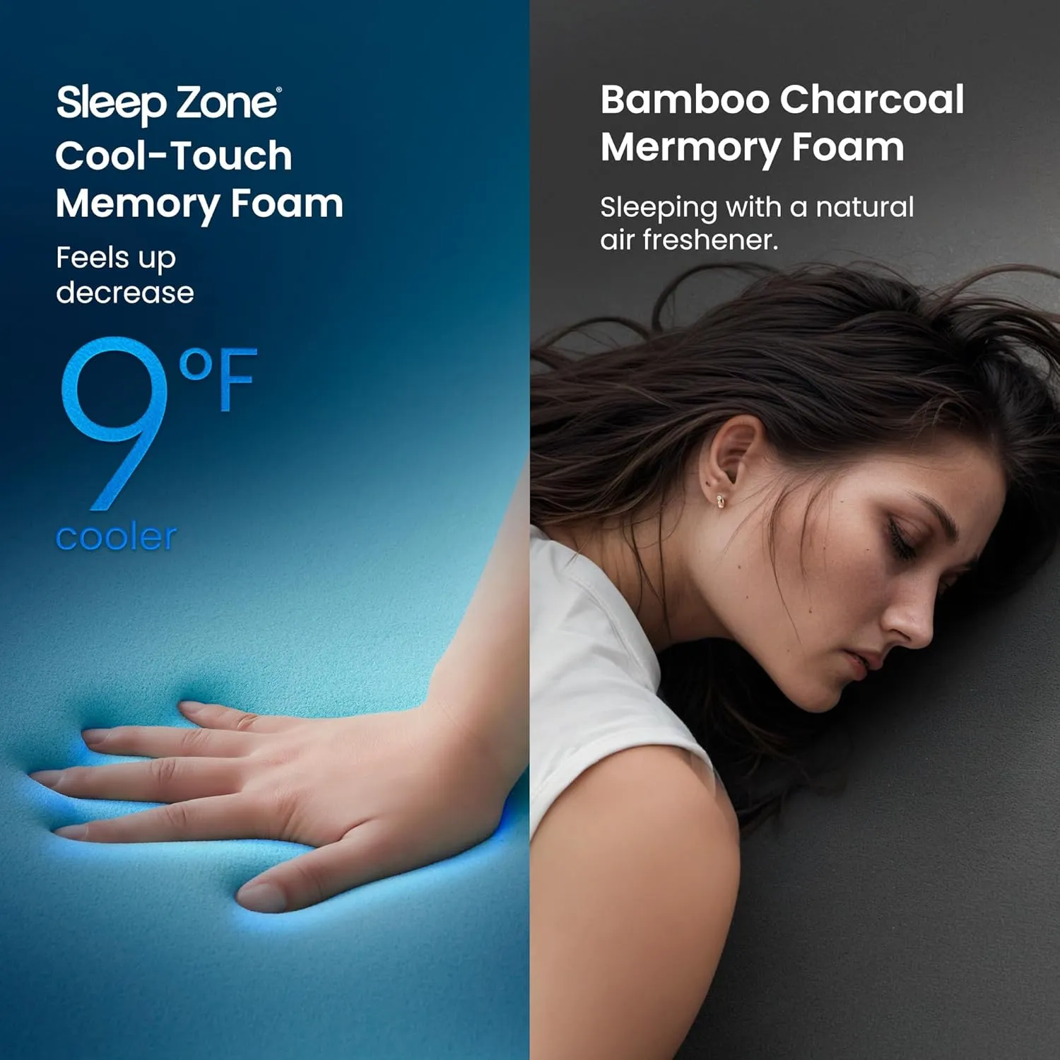 SLEEP ZONE Dual Layer 4 Inch Memory Foam Mattress Topper, 2 inch Cooling Gel Memory Foam Plus 2 inch Alternative Pillowtop Mattress Pad Cover for Back Pain, Comfort Support (Queen)