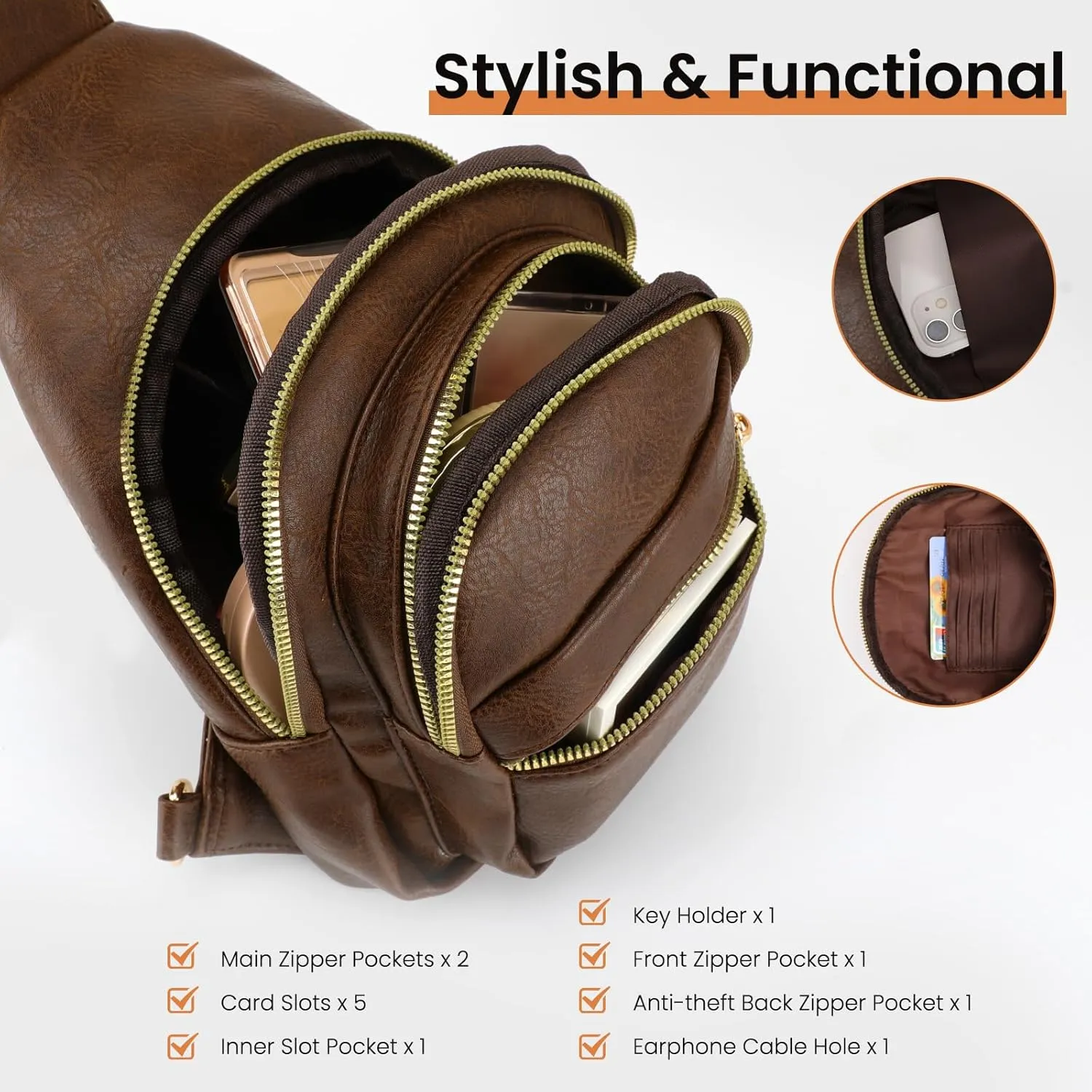 Sling Bag, Crossbody Bags for Women, Faux Leather Fanny Pack Cross Body Bag, Purses for Women Trendy