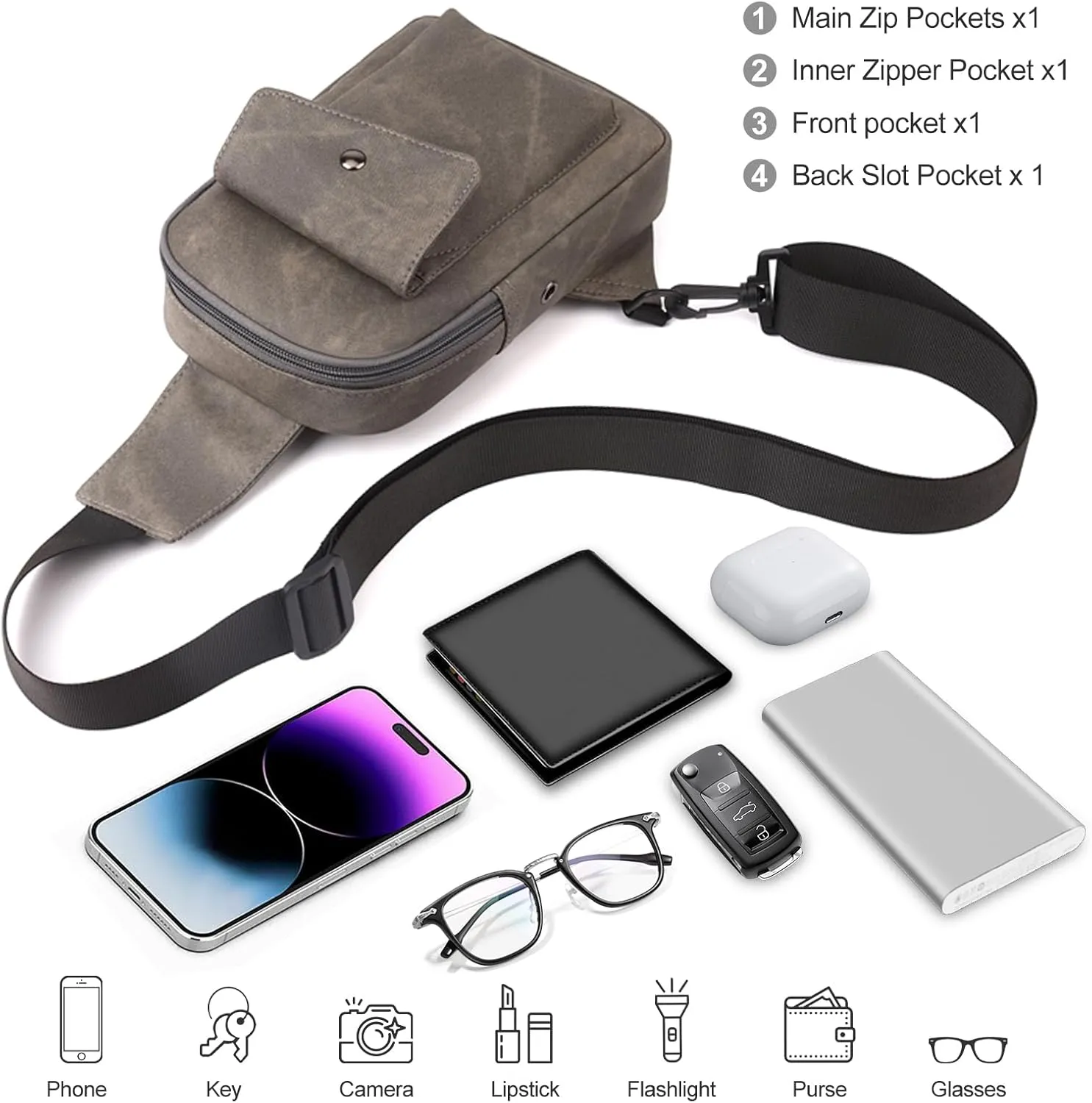 Sling Bag Crossbody Small Daypack: Anti-theft Travel Shoulder Mini Backpack Taupe- Women Men