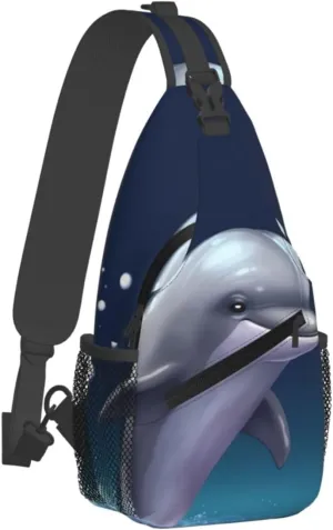 Sling Bag for Women Men Chest Bag Cute sea animal dolphin Crossbody Bag Small Sling Backpack Fanny Packs Hiking Daypack