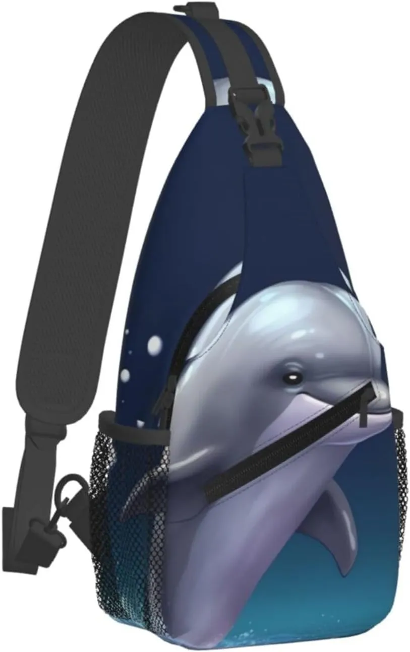 Sling Bag for Women Men Chest Bag Cute sea animal dolphin Crossbody Bag Small Sling Backpack Fanny Packs Hiking Daypack
