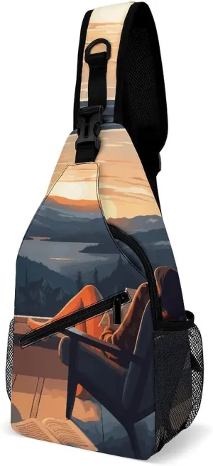 Sling Bag for Women Men Chest Bag Relax And Read Crossbody Bag Small Sling Backpack Daypack Fanny Packs
