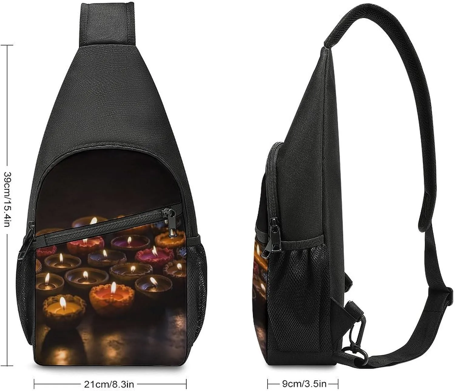 Sling Bag for Women Men Crossbody Bag Chest Bag Brown Wooden Sling Backpack Fanny Packs Travel Hiking Daypack