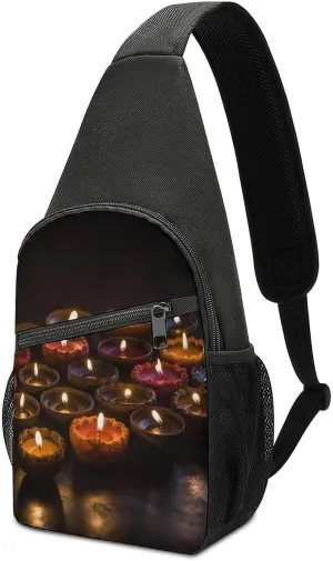 Sling Bag for Women Men Crossbody Bag Chest Bag Brown Wooden Sling Backpack Fanny Packs Travel Hiking Daypack