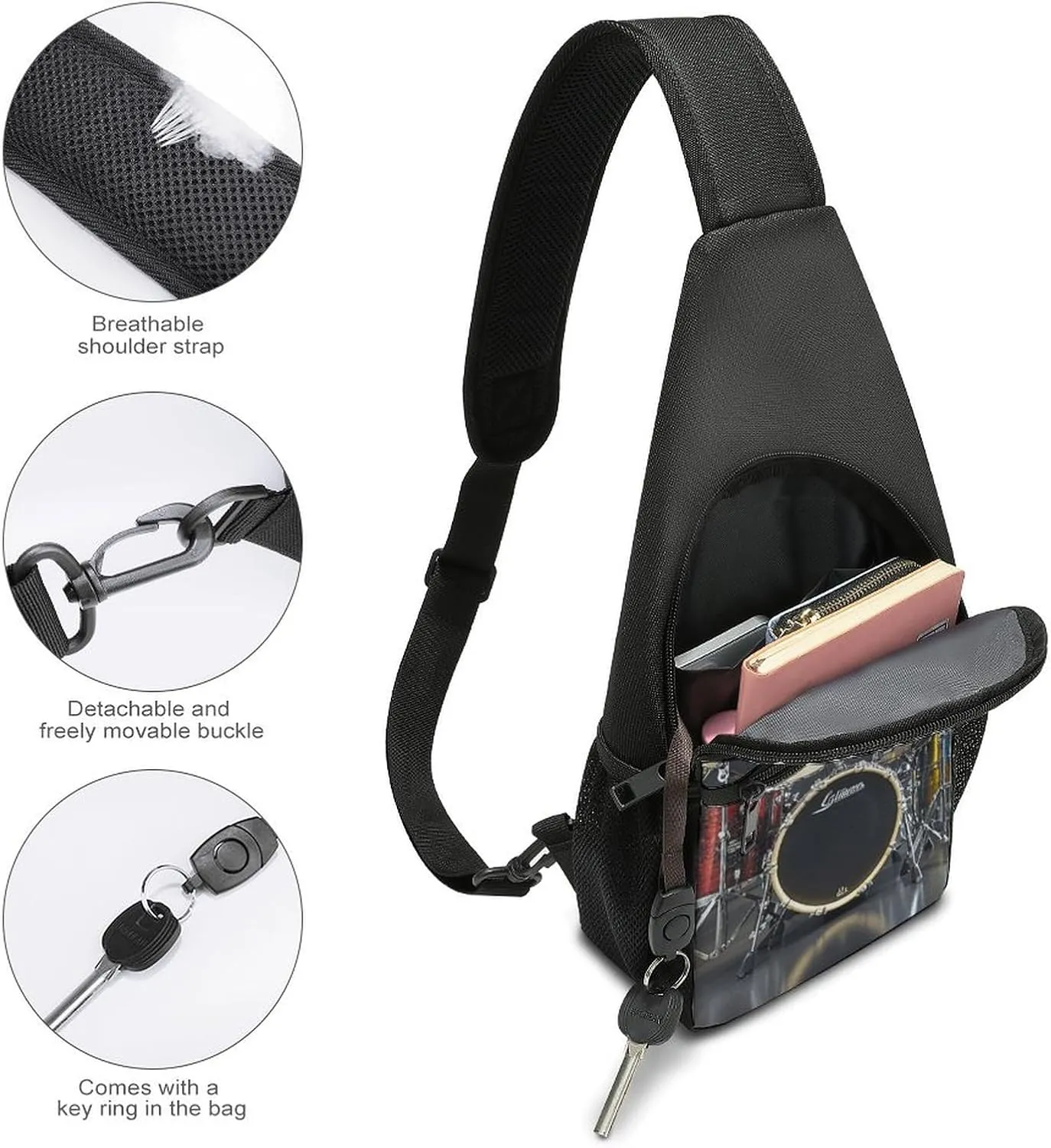 Sling Bag for Women Men Crossbody Bag Chest Bag Colorful Cute Pig Sling Backpack Fanny Packs Travel Hiking Daypack