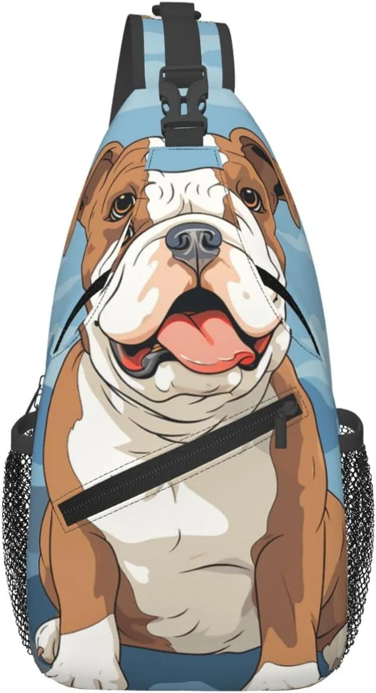 Sling Bag for Women Men Crossbody Bag Chest Bag English bulldog seamless illustration Sling Backpack Fanny Packs Travel Hiking Daypack