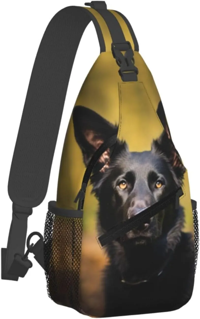 Sling Bag for Women Men Crossbody Shoulder Bag Black german shepherd dog Chest Bag Small Sling Backpack Daypack Fanny Packs