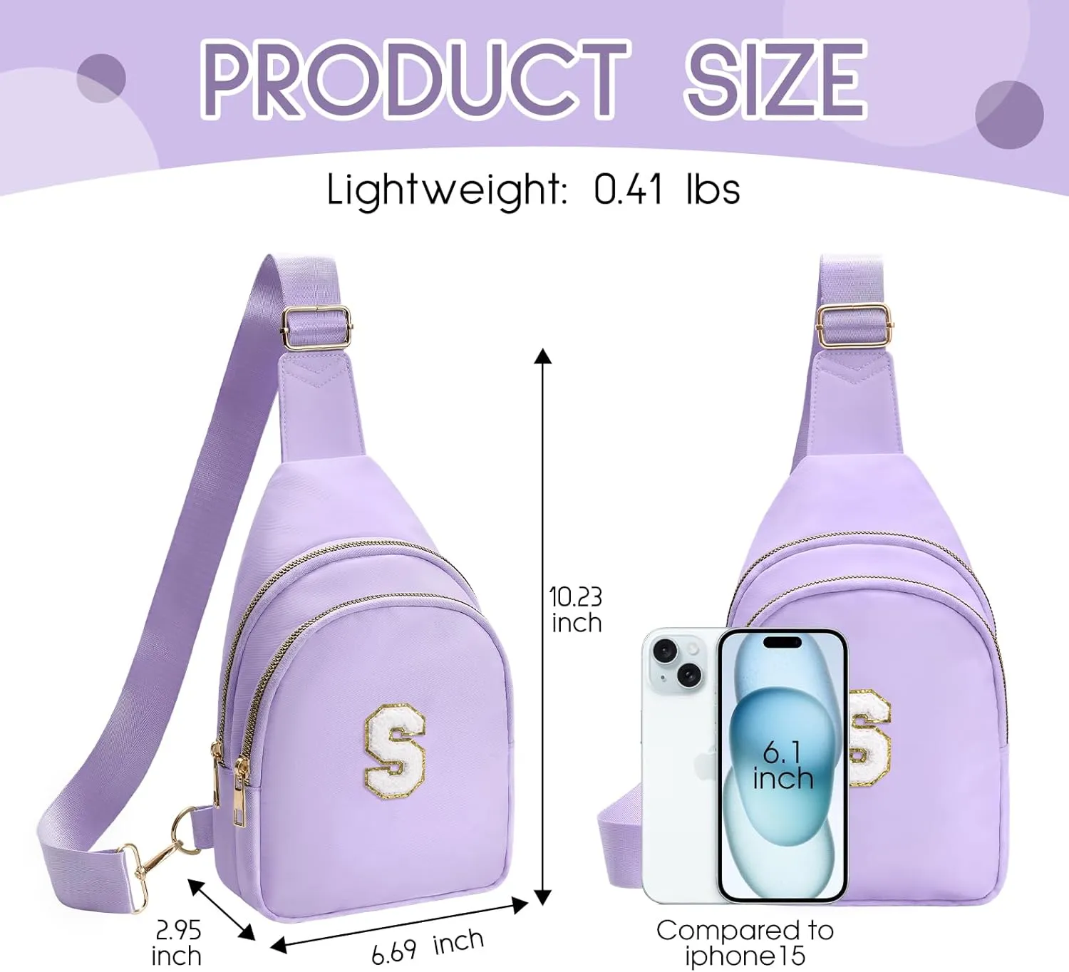 Sling Bag for women,Initial Fanny Pack, Cute Travel Crossbody Bag,Initial Purse Belt Bag S