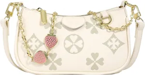 Small Crescent Shoulder Bag Crossbody Purse for Women Cute Floral Pattern Half Moon Purse for Work Shopping Party