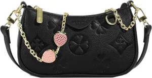 Small Crescent Shoulder Bag Crossbody Purse for Women Cute Floral Pattern Half Moon Purse for Work Shopping Party