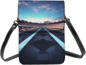 Small Crossbody Bags for Women Leather Cell Phone Purse Travel Wallet Race Track Cell Phone Bag Adjustable Strap