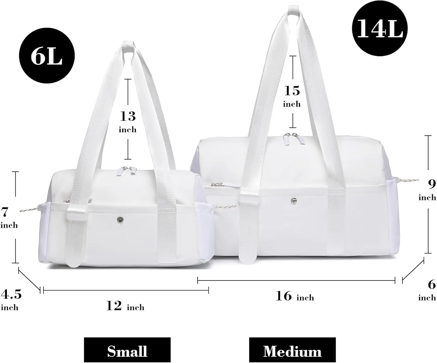Small Gym Bag For Women Mini Gym Duffle Bag with Wet Compartment Waterproof Sports（White Small）